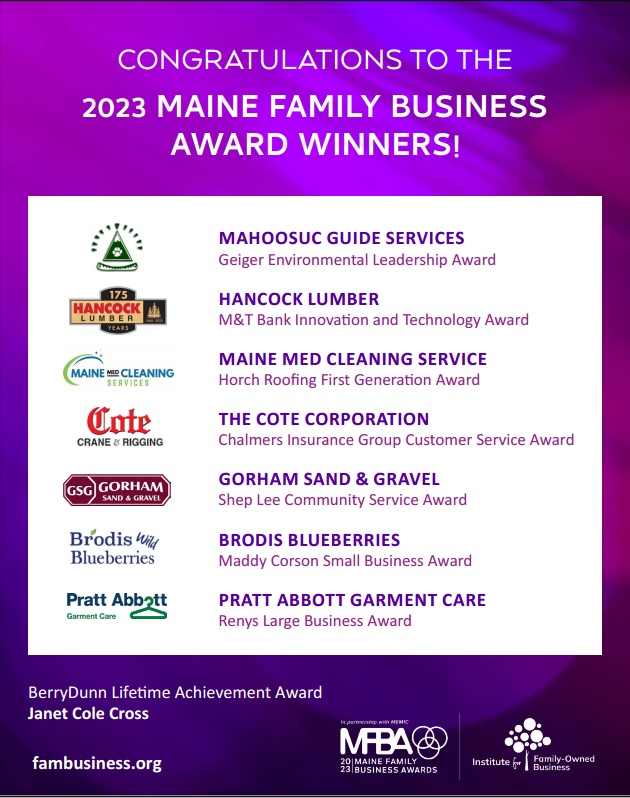 2023 Maine Family Business Awards Winners